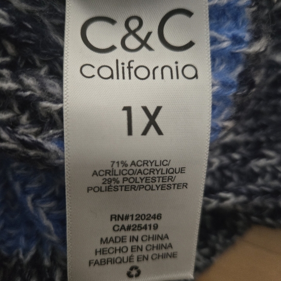 C&C California Women's Multi-Color Stripe Sweater 1X - Picture 7 of 7